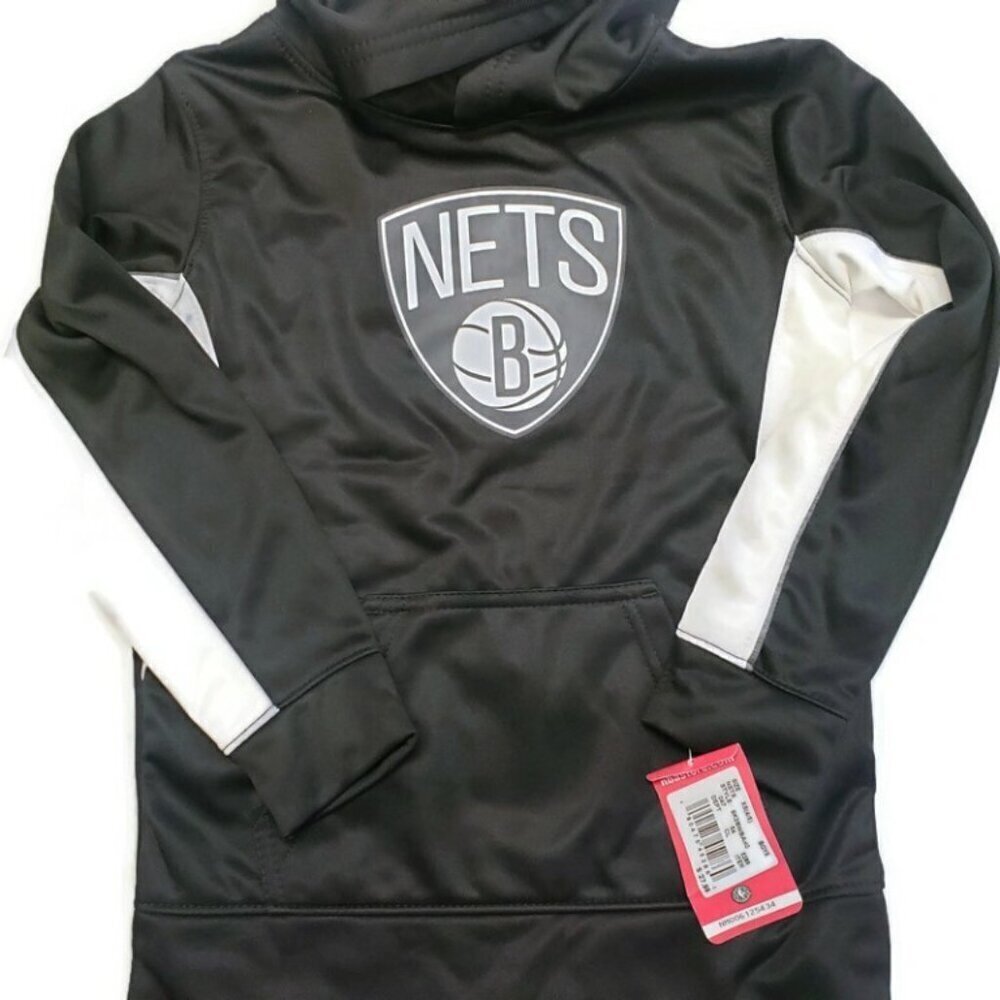 NBA Brooklyn Nets Boys Size XS (4/5) Youth Kids Pullover Hoodie Black - Picture 5 of 5